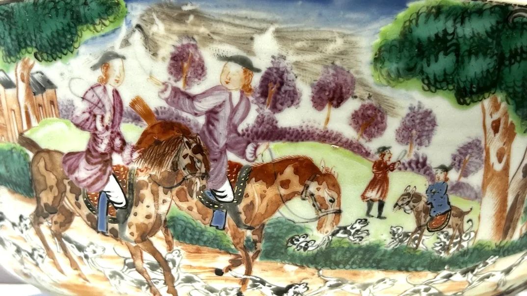 馆藏档案丨广彩西洋人物生活图潘趣碗- 景德镇外销瓷博物馆