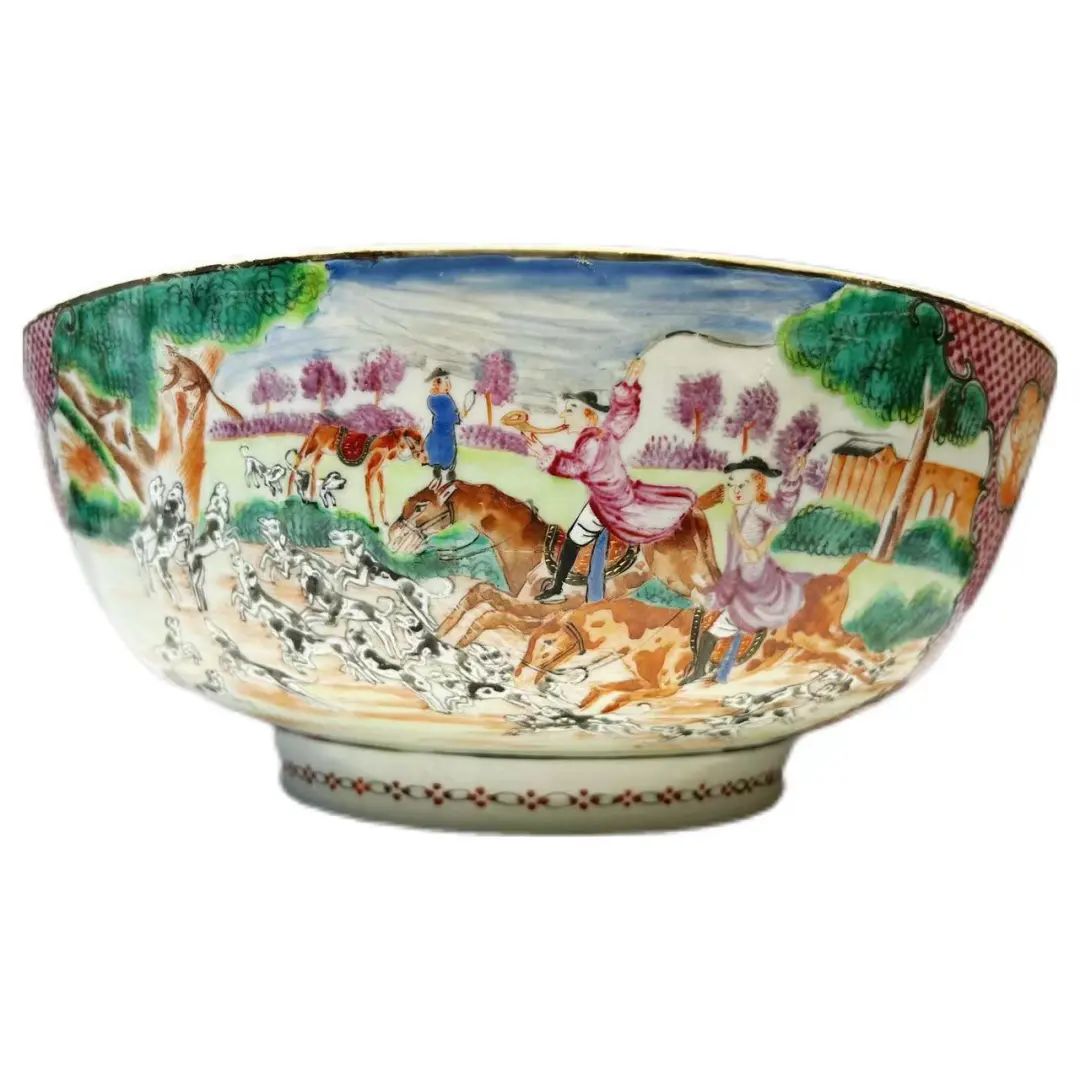 馆藏档案丨广彩西洋人物生活图潘趣碗- 景德镇外销瓷博物馆