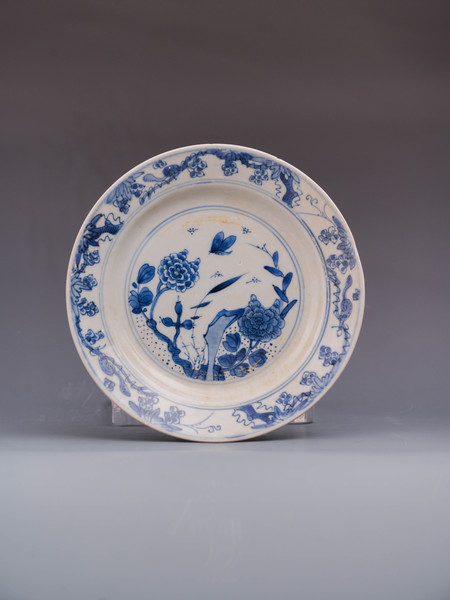 中国古玩 染付草花文水滴 中国古玩 染付草花文水滴