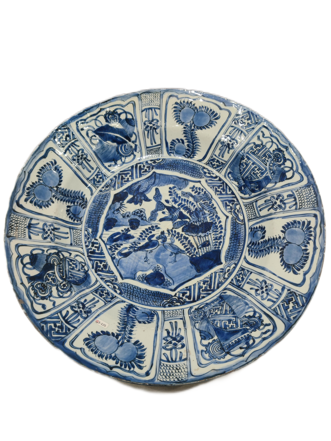中国美術 呉須 青花 花鳥紋 大盤 φ42cm 明 時代箱(LC112) 英】B31 時代 呉須南京羅漢文掛花入 中国美術 朝鮮 韓国 染付